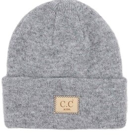 CC CC Kids Beanie-Recycled Yarn w/Patch, Heather Grey