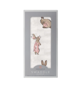 Newcastle Classics Cotton Swaddle, Pink Bunnies