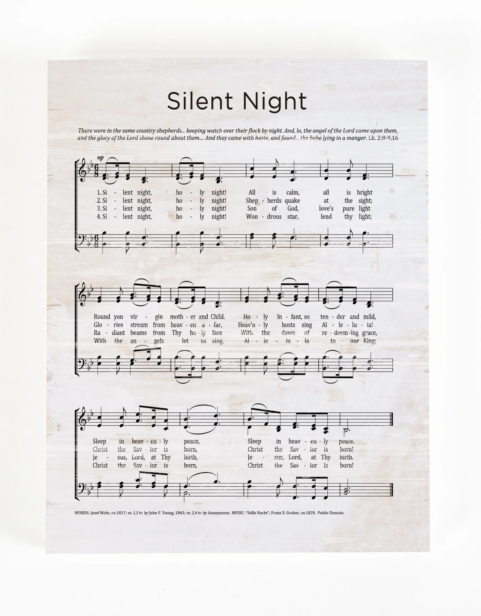 Block Sign, Hymn, Silent Night