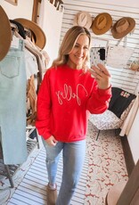 Blonde Ambition Jolly Script Sweater, Red
