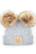 CC CC Baby Toque-Criss Cross Knit- W/Pom Poms