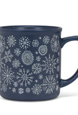 Matte Blue Snowflakes Mug