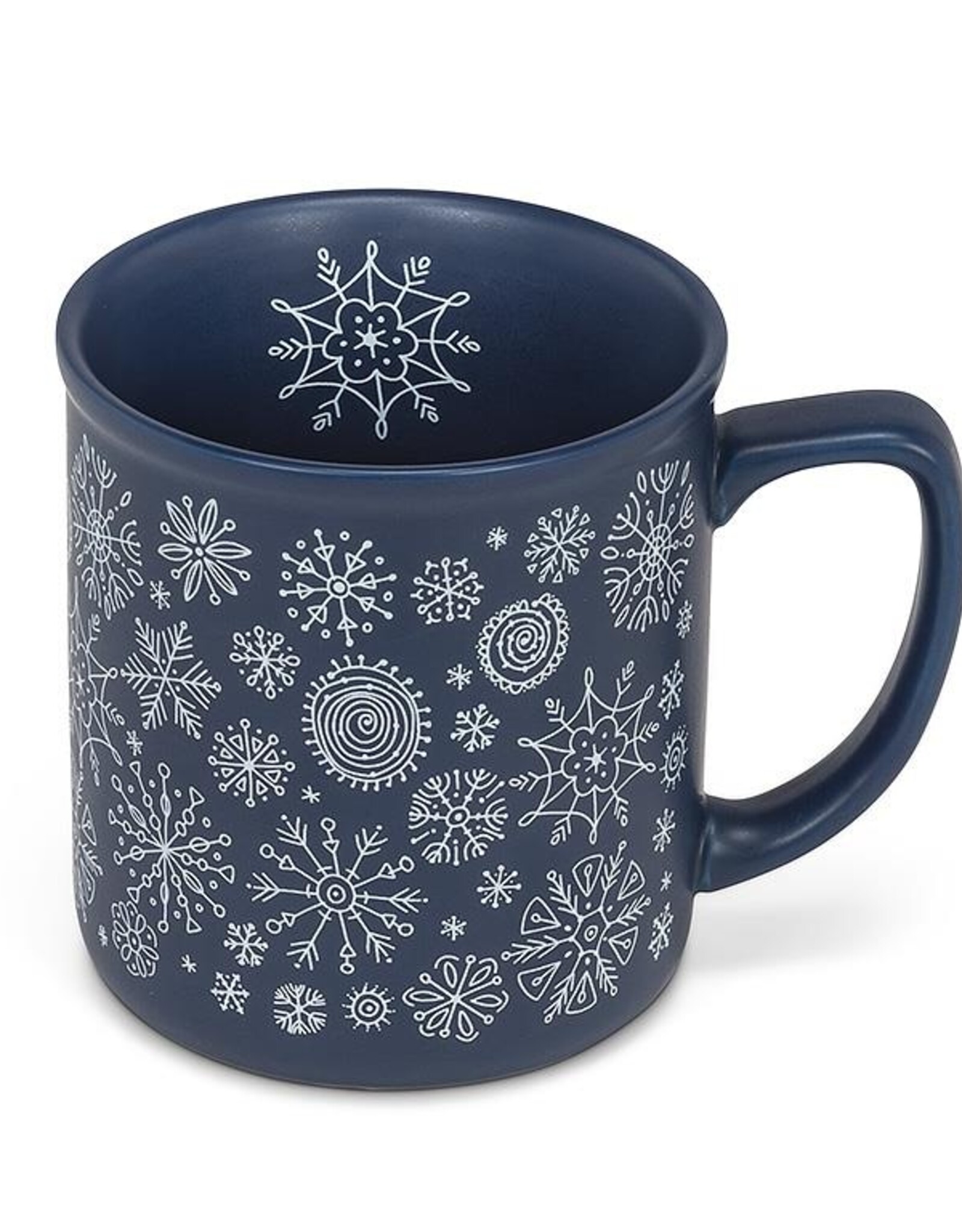 Matte Blue Snowflakes Mug