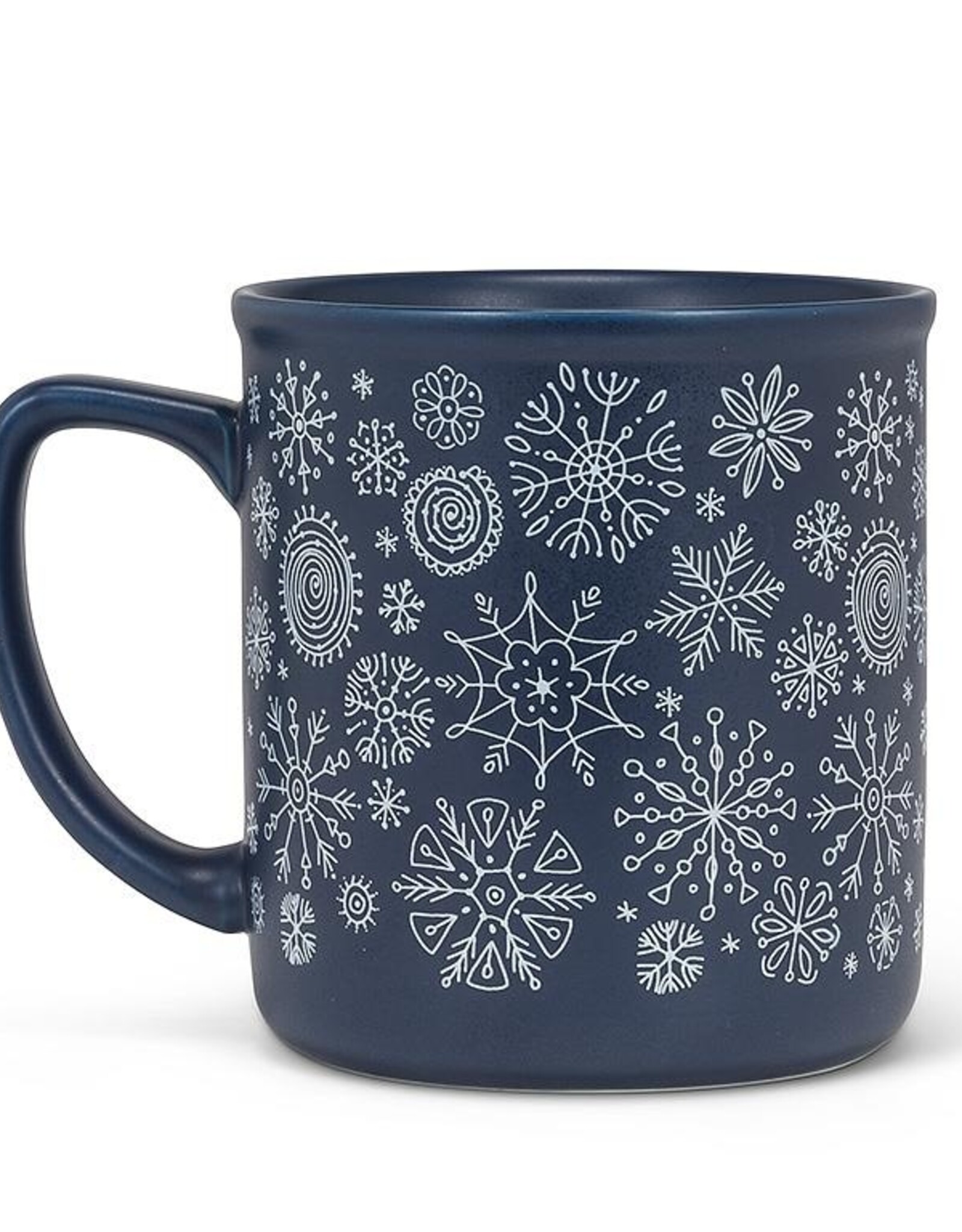 Matte Blue Snowflakes Mug