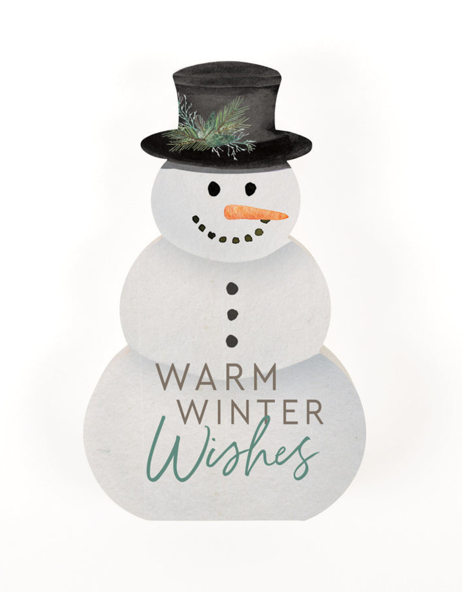 Block Sign-Snowman, Warm Winter Wishes