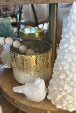 Pine Centre/Adv Mercury Glass Candle Holder, Gold/White