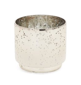 Pine Centre/Adv Mercury Glass Candle Holder, Silver/White