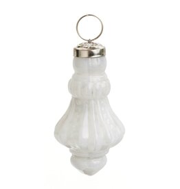 Pine Centre/Adv White Glass Ornament