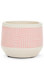 Planter-Cement-Pink Etched 5"