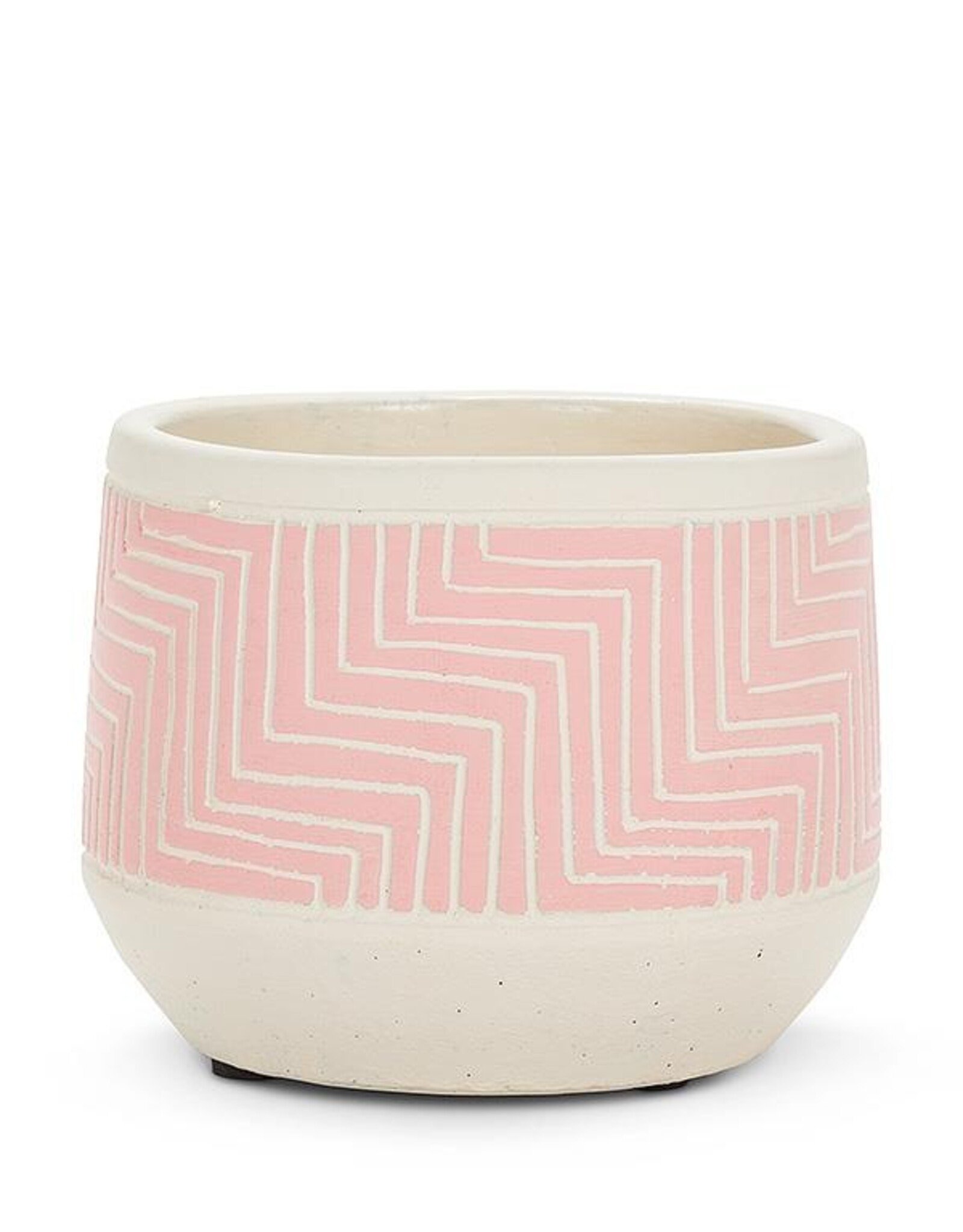 Planter-Cement-Pink Etched 5"