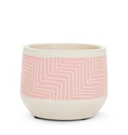 Planter-Cement-Pink Etched 5"