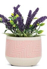 Planter-Cement-Pink Etched 5"