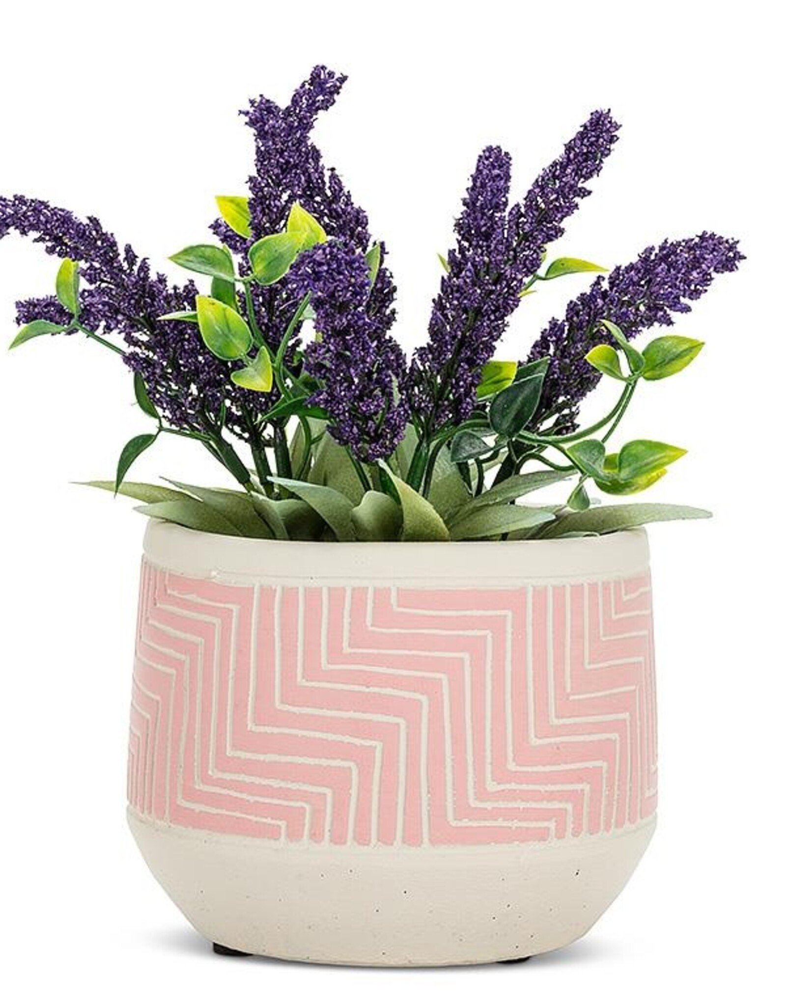 Planter-Cement-Pink Etched 5"