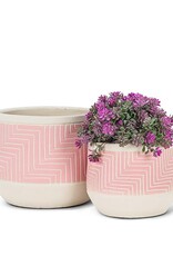 Planter-Cement-Pink Etched 5"