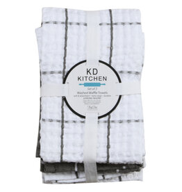 KayDee Waffle Towel, Set of 3-Graphite