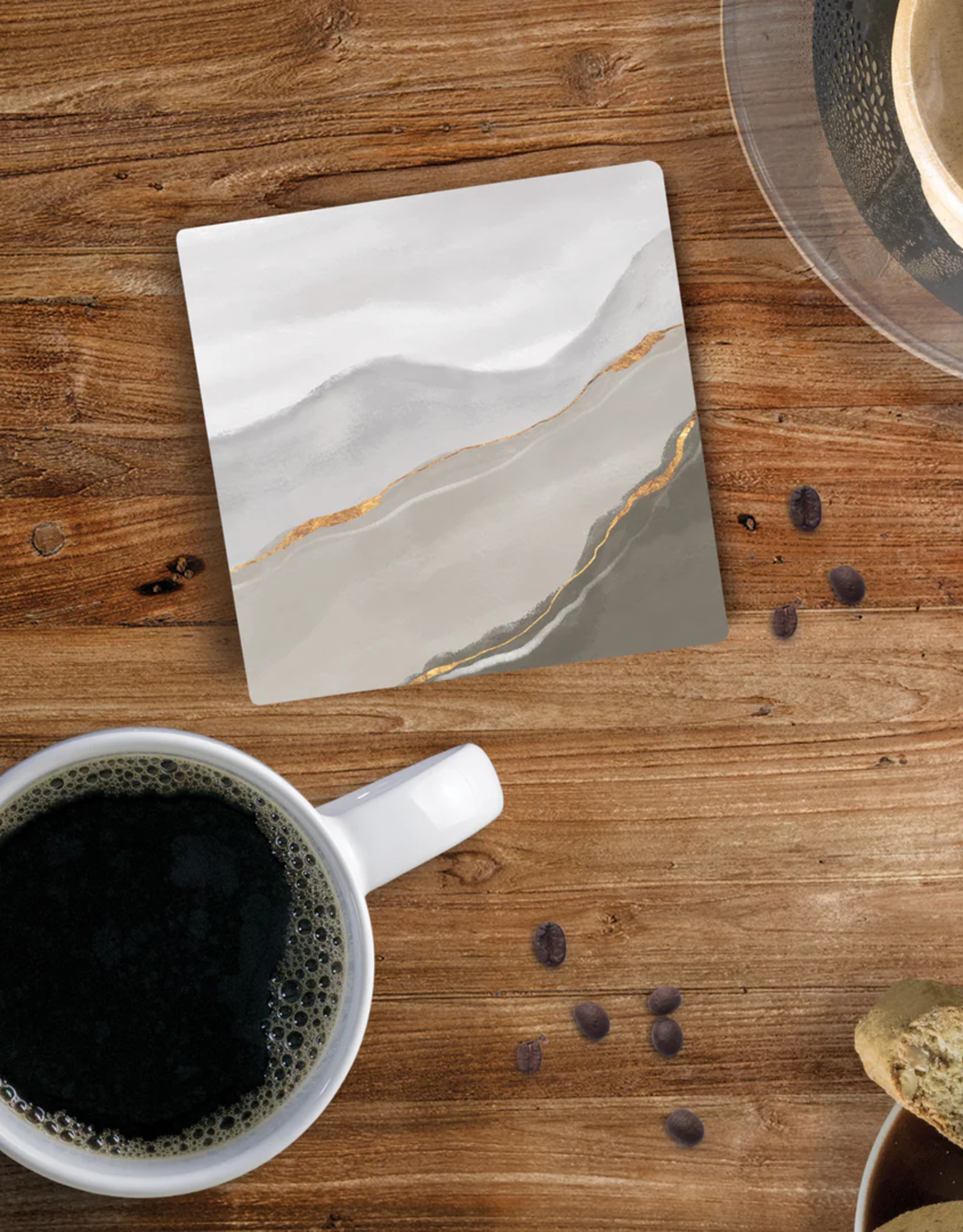 Coaster-Ceramic-Gray Marble Pattern