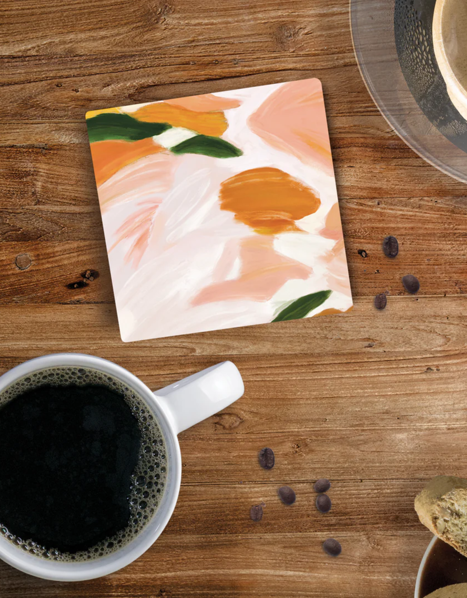 Coaster-Ceramic-Orange  Brushstroke