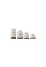 SDS Distributors Ltd. Beige & White Ceramic Pottery-Canister Set