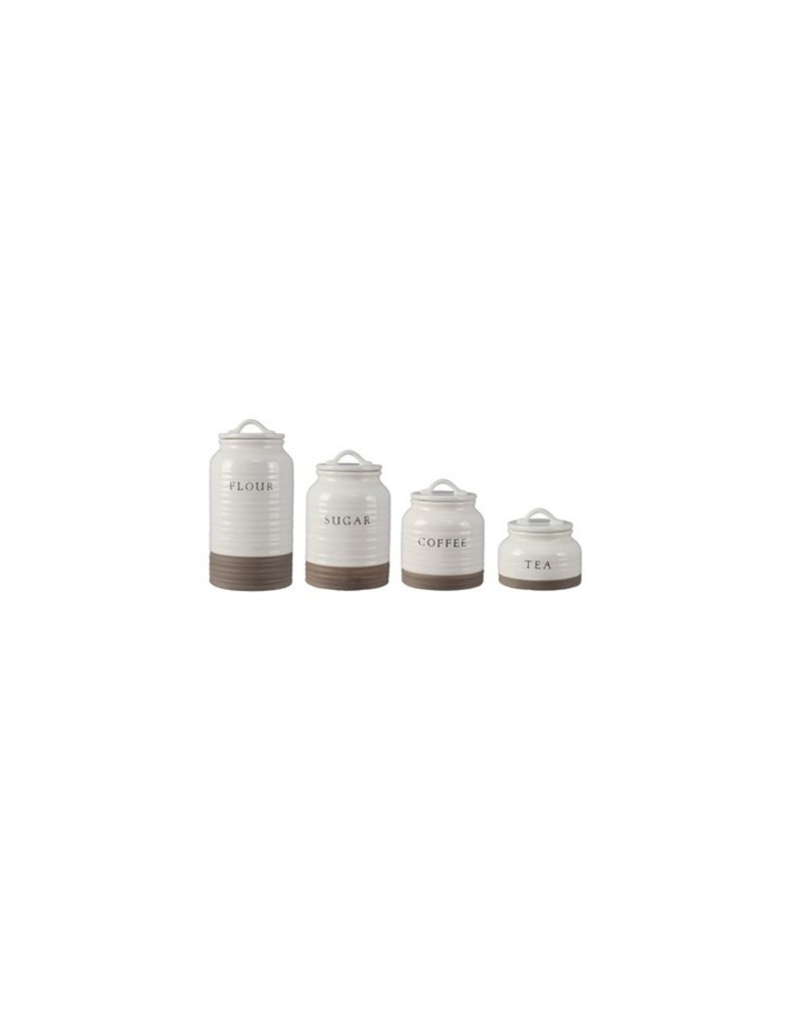 SDS Distributors Ltd. Beige & White Ceramic Pottery-Canister Set