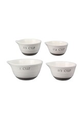 Young's Beige & White Ceramic Pottery-Measuring Cups 4pc
