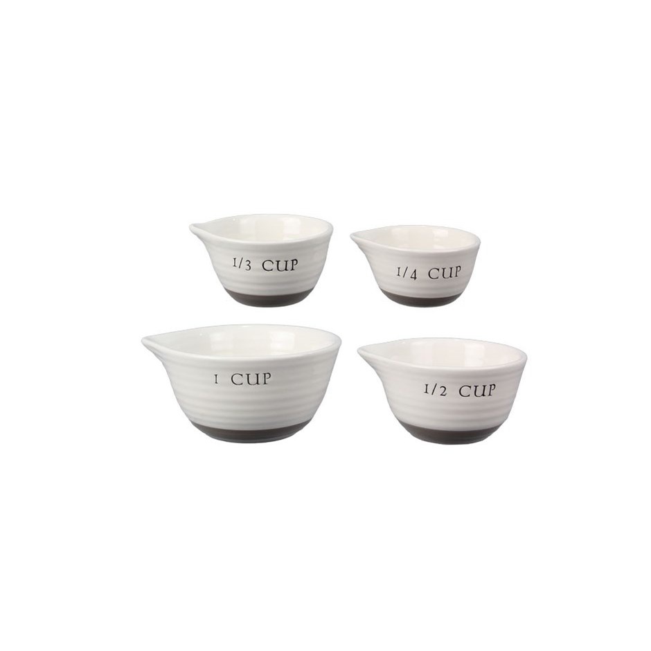 Beige & White Ceramic PotteryMeasuring Cups 4pc Wanderlust Boutique