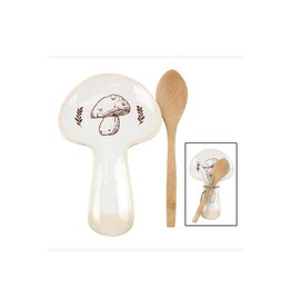 Young's Ceramic Mushroom Spoon Rest w/Spoon