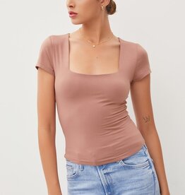 Be Cool The Square Neck Knit Tee, Mocha