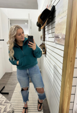 Dove Funnel Neck Half Zip, Teal