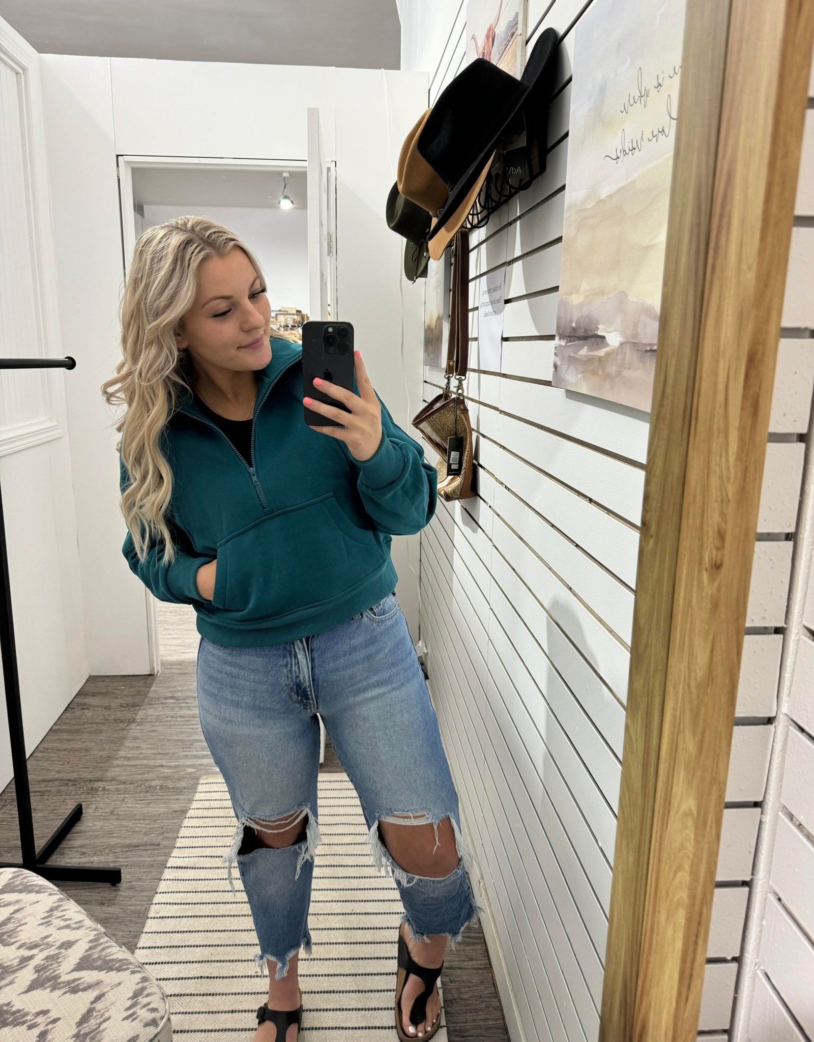 Dove Funnel Neck Half Zip, Teal