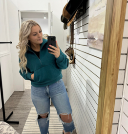 Dove Funnel Neck Half Zip, Teal