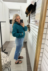 Dove Funnel Neck Half Zip, Teal