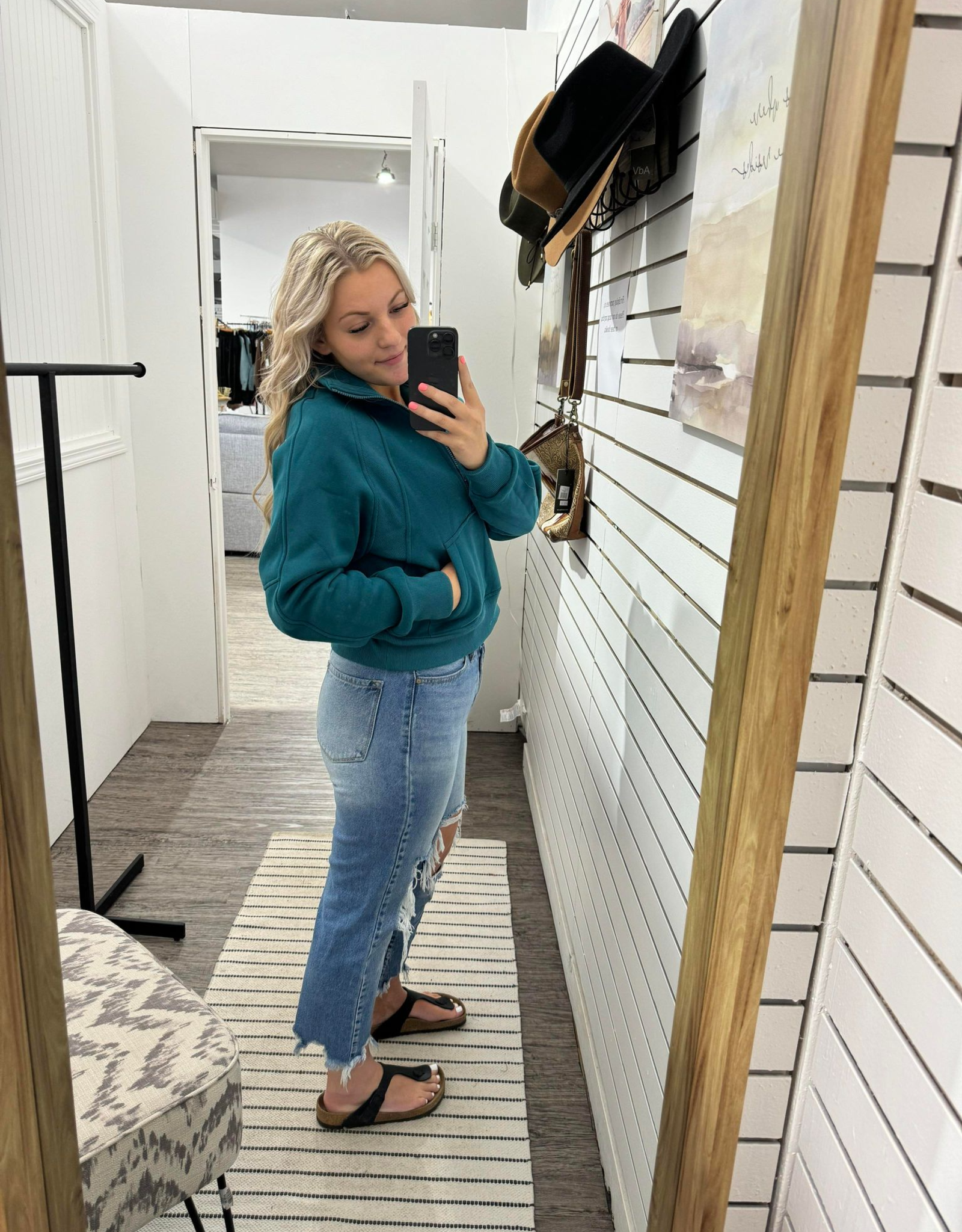 Dove Funnel Neck Half Zip, Teal