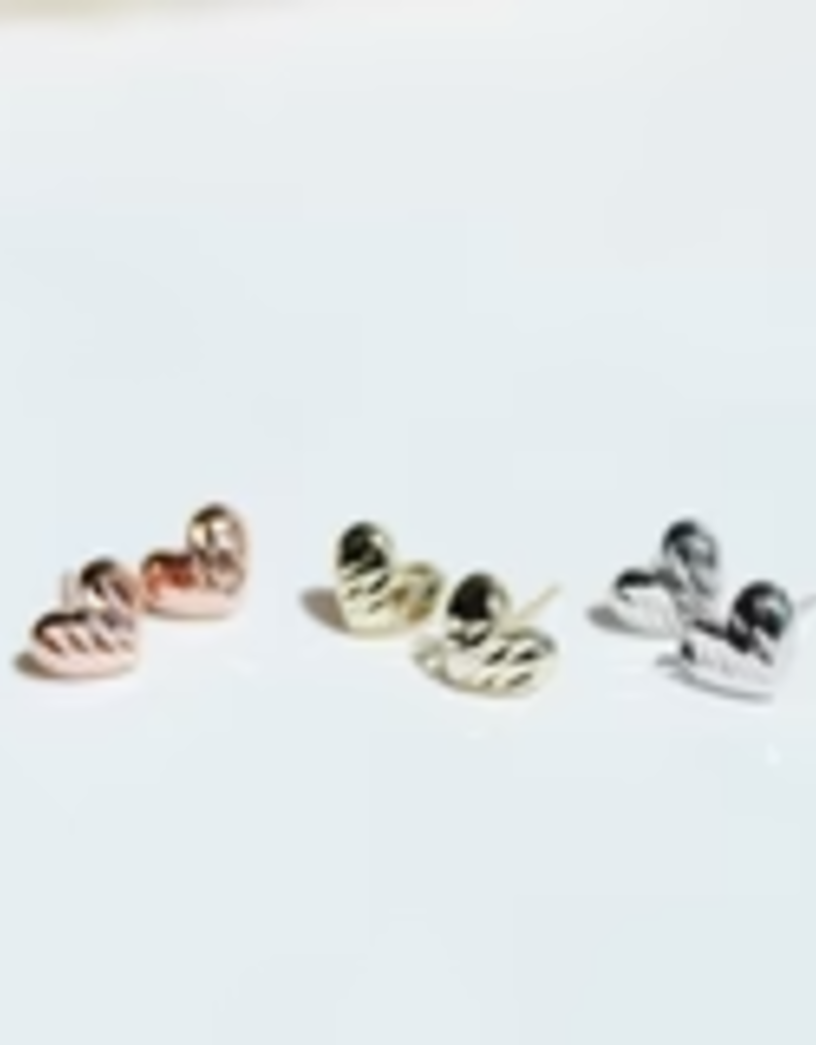 Sweet Three Designs Dana Heart Studs, Silver