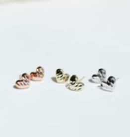 Sweet Three Designs Dana Heart Studs, Silver