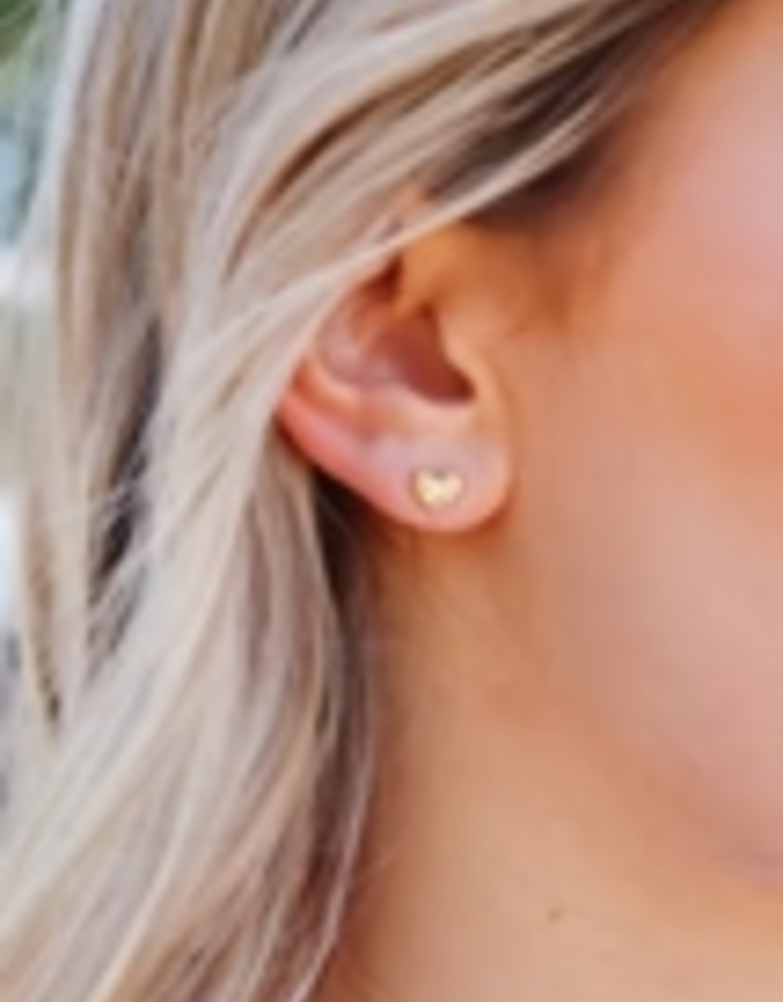 Sweet Three Designs Dana Heart Studs, Silver