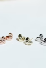 Sweet Three Designs Dana Heart Studs, Rose Gold