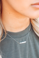 Sweet Three Designs Scarlett Pearl Bar Necklace, Gold