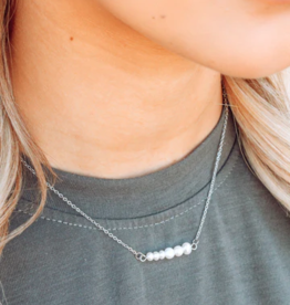 Sweet Three Designs Scarlett Pearl Bar Necklace, Gold