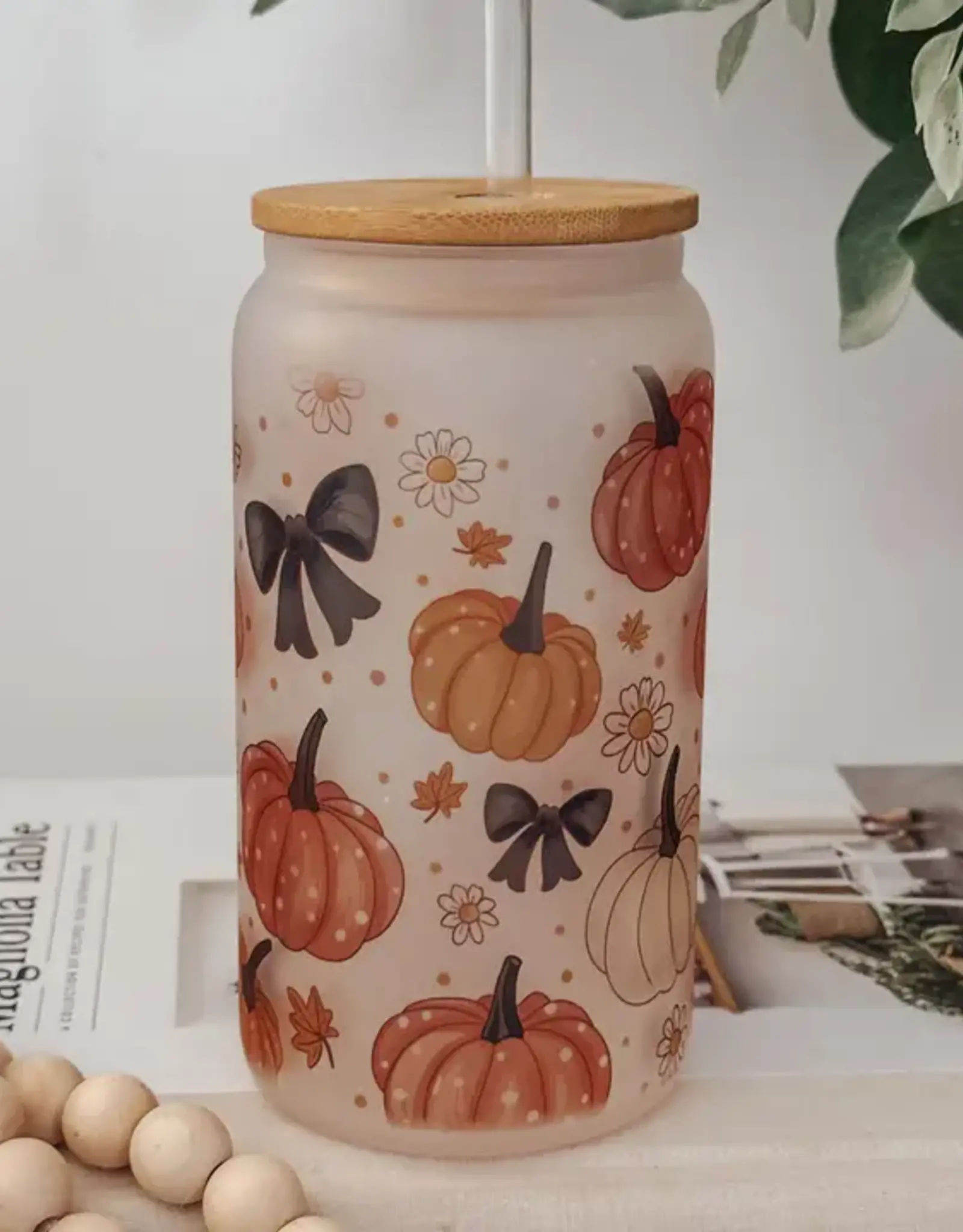 Frosted Cup w/Lid, Mystical Pumpkins