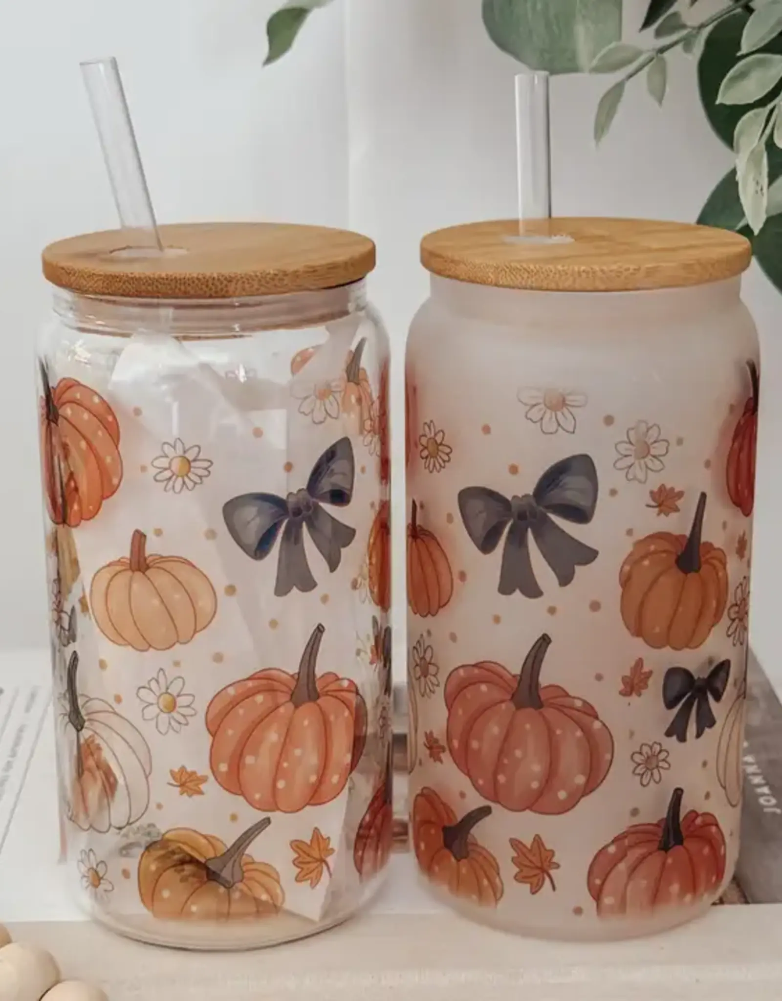 Frosted Cup w/Lid, Mystical Pumpkins