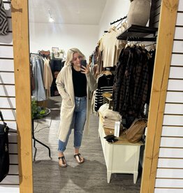 The Sloane Longline Hoodie Open Front Cardigan, Oatmeal