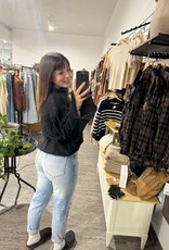 The Kacey Side Slit Sleeved Cable Knit Sweater, Black