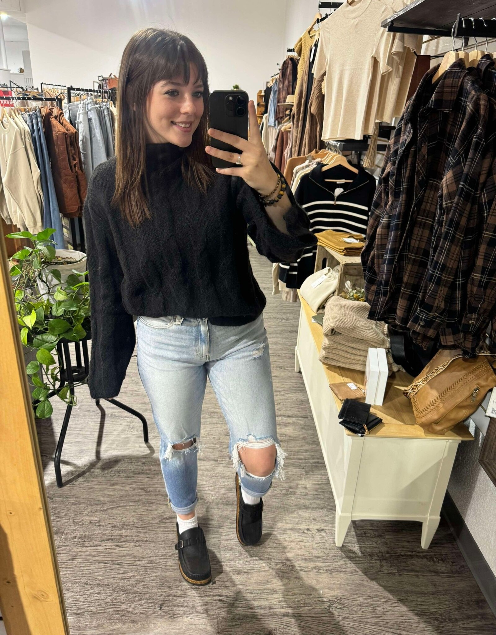 Black cable knit sweater best sale