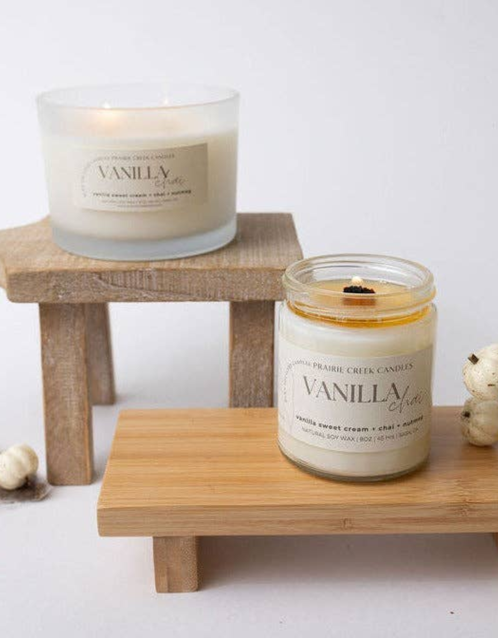 Prairie Creek Candles Wood Wick Candle, Vanilla Chai 8oz
