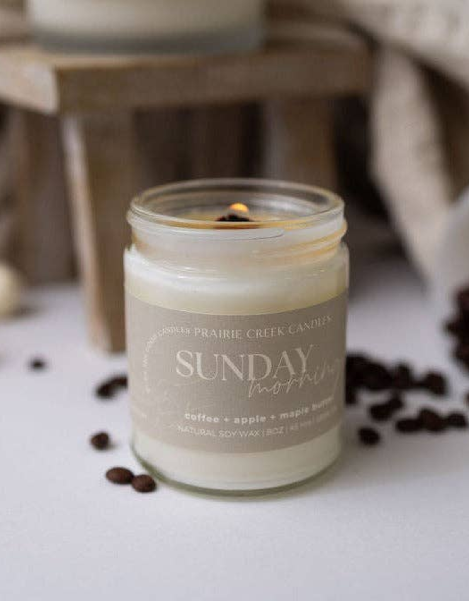 Prairie Creek Candles Wood Wick Candle, Sunday Morning 8oz