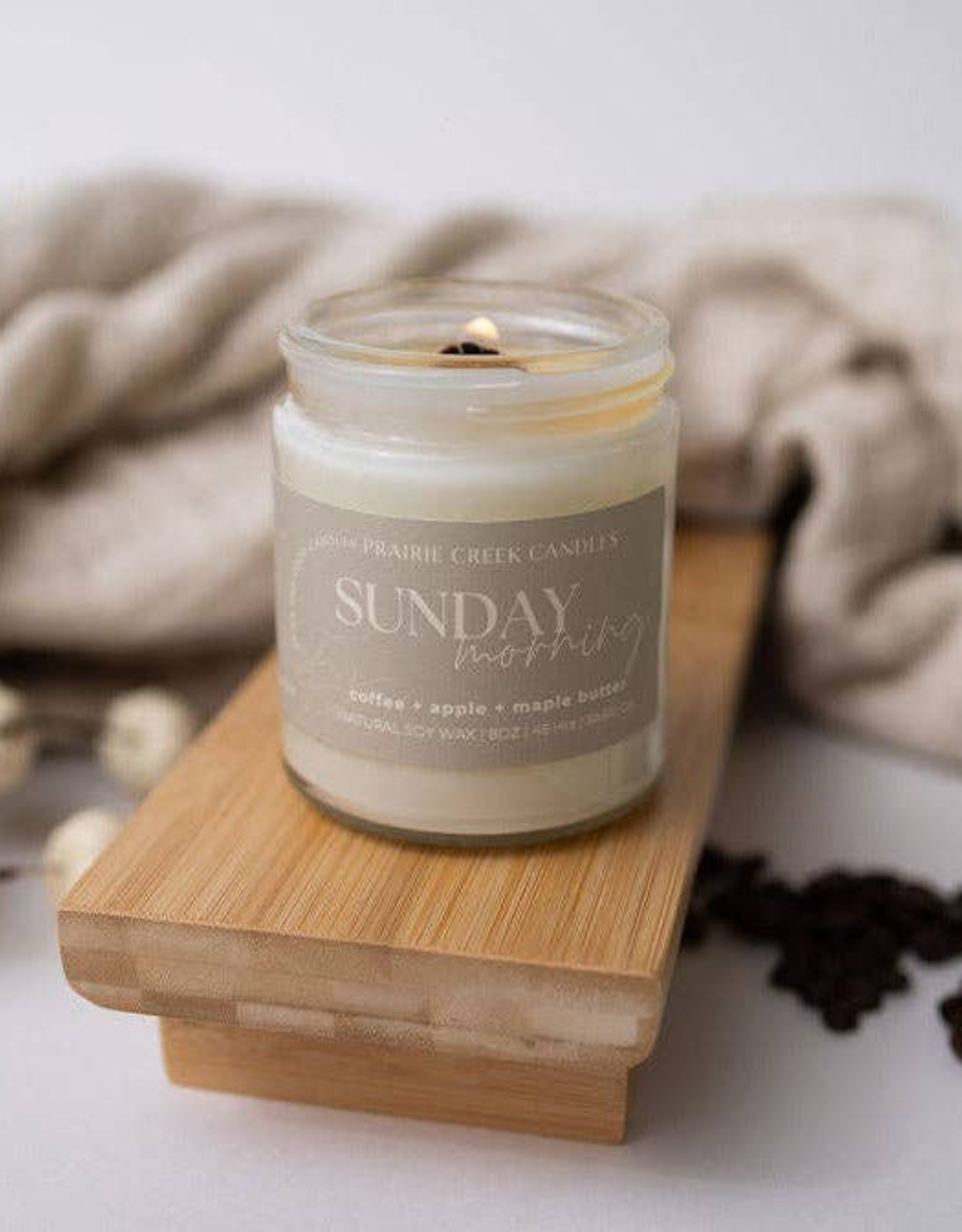 Prairie Creek Candles Wood Wick Candle, Sunday Morning 8oz