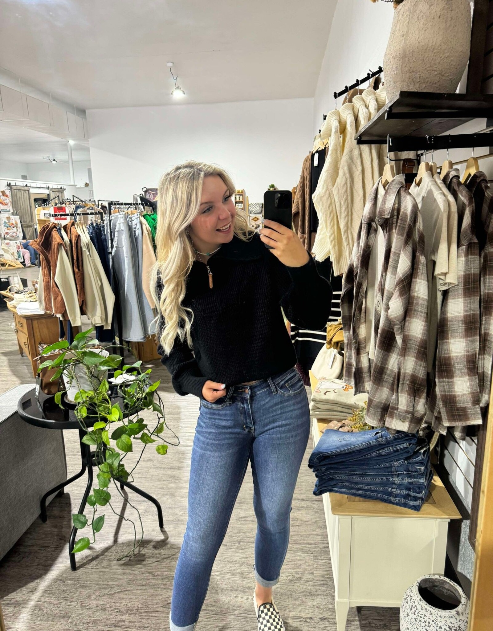 The Tori Half Zip Knit Sweater Black Wanderlust Boutique General Store Inc