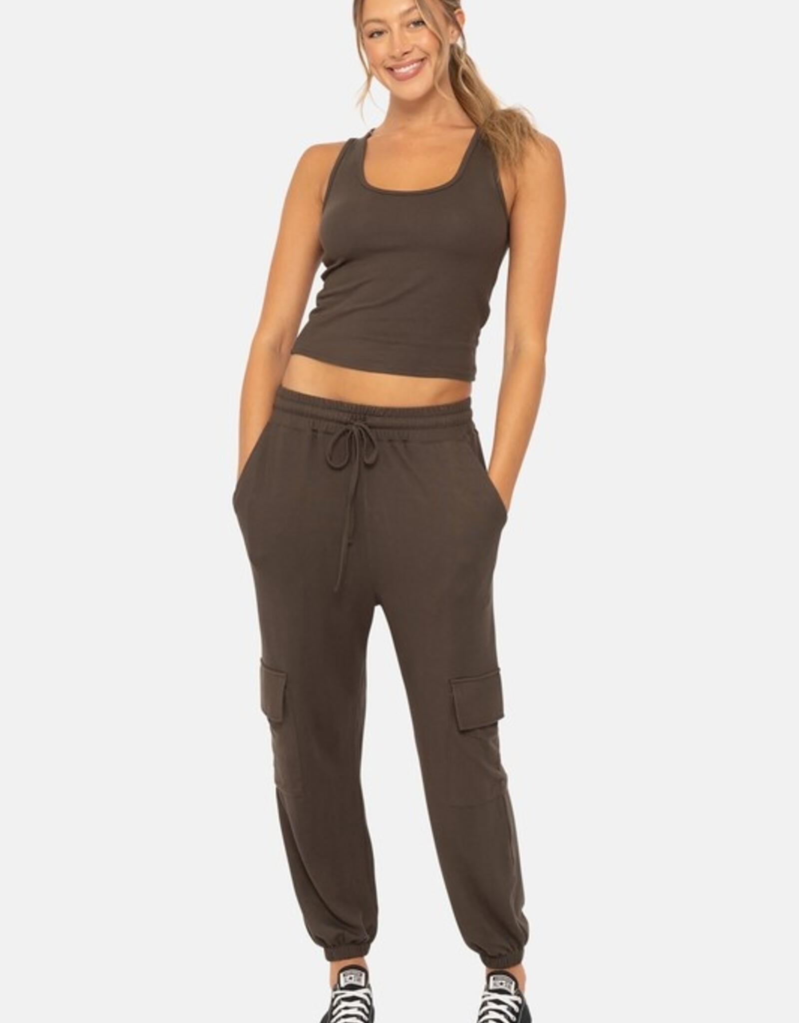 Mono B Brushed Lounge Tank, Dark Olive