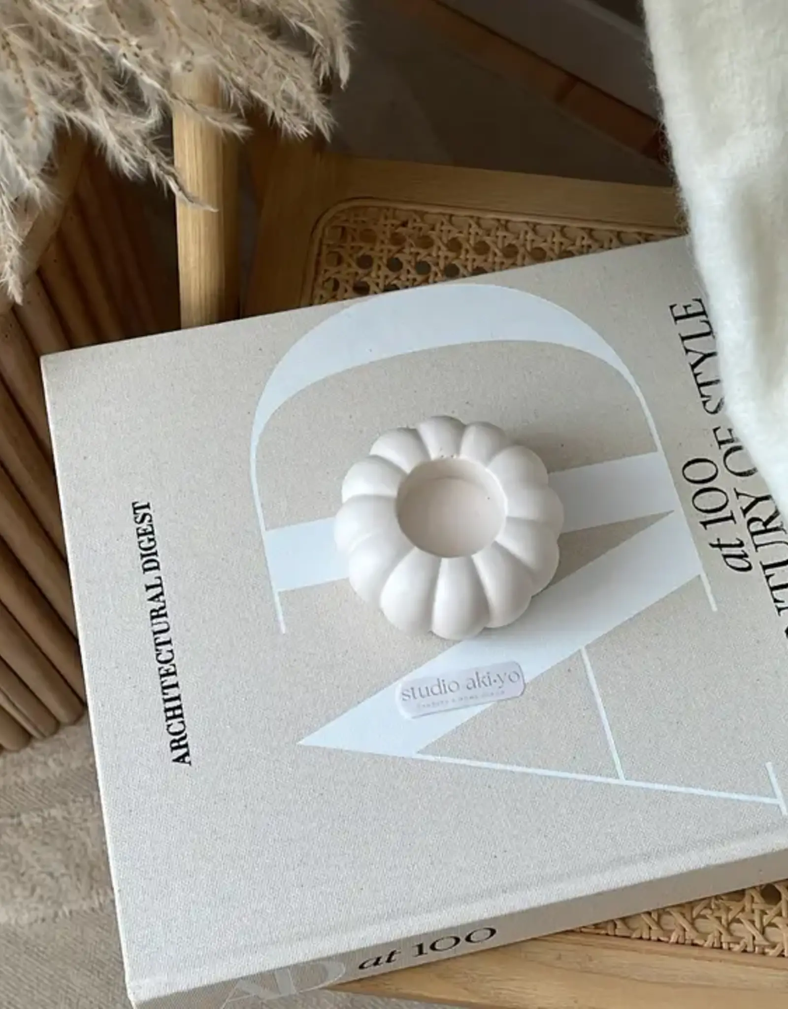 Studio Akiyo Pumpkin Tea Light Holder, Ivory