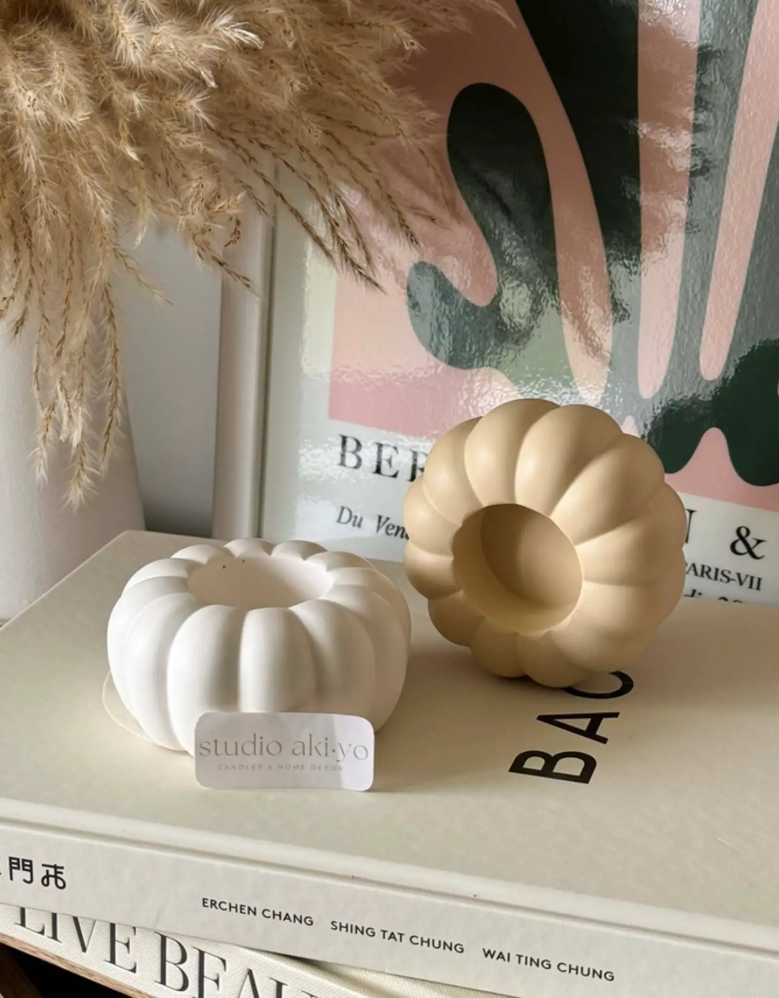 Studio Akiyo Pumpkin Tea Light Holder, Beige